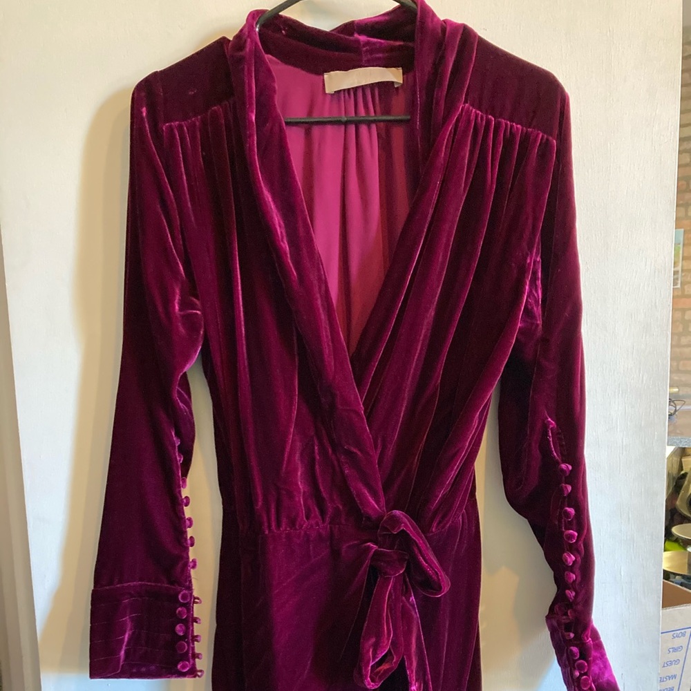 Purple velvety wrap dress